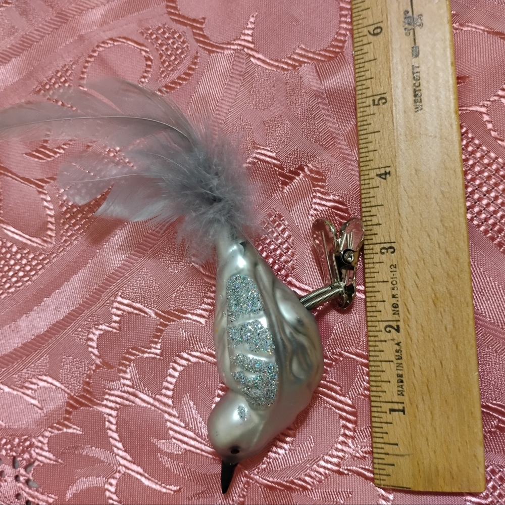 Vintage Glass Blown Glitter Clip-on Birds- Set of 5 - Picture 11 of 13
